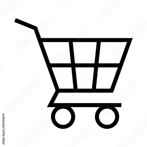 shopping Cart icon. Isolated vector pushcart symbol silhouette on a white background