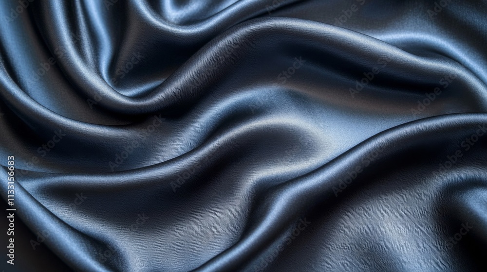 Fototapeta premium Smooth, Draped, Gray Satin Fabric Close-Up