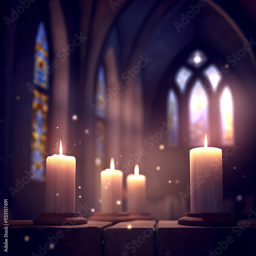 burning candles in church