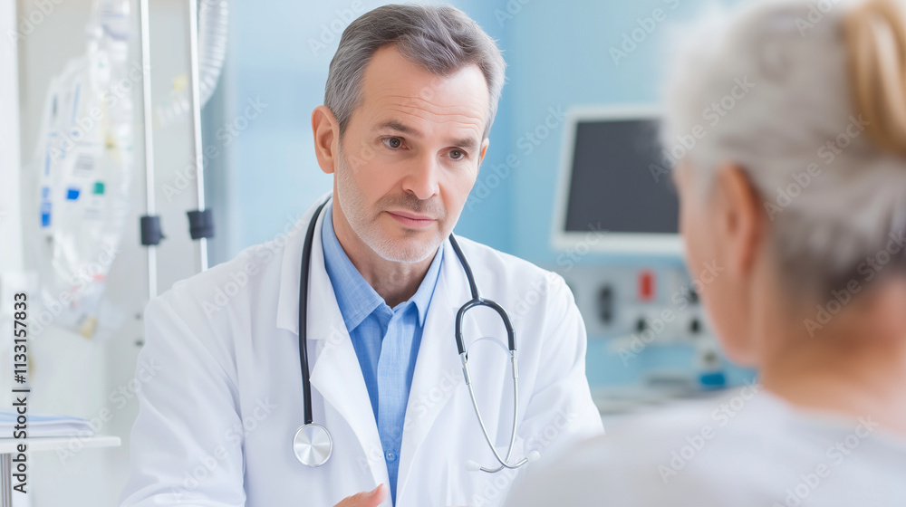 A person consulting a doctor, with the background depicting the atmosphere of a hospital.
A person consulting a doctor, with the background depicting the atmosphere of a hospital.