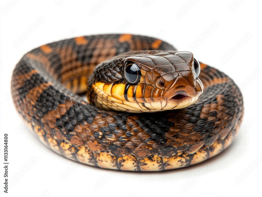 Fototapeta premium Eastern hognose snake displays defensive posture in sandy environment wildlife photography showcase