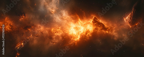 Fiery Nebula, Cosmic Inferno Rages Across Starry Void