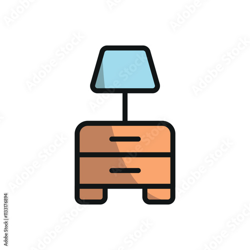 Bedside table icon with a contemporary touch, great for branding luxury furniture, home improvement services, or decor-focused content