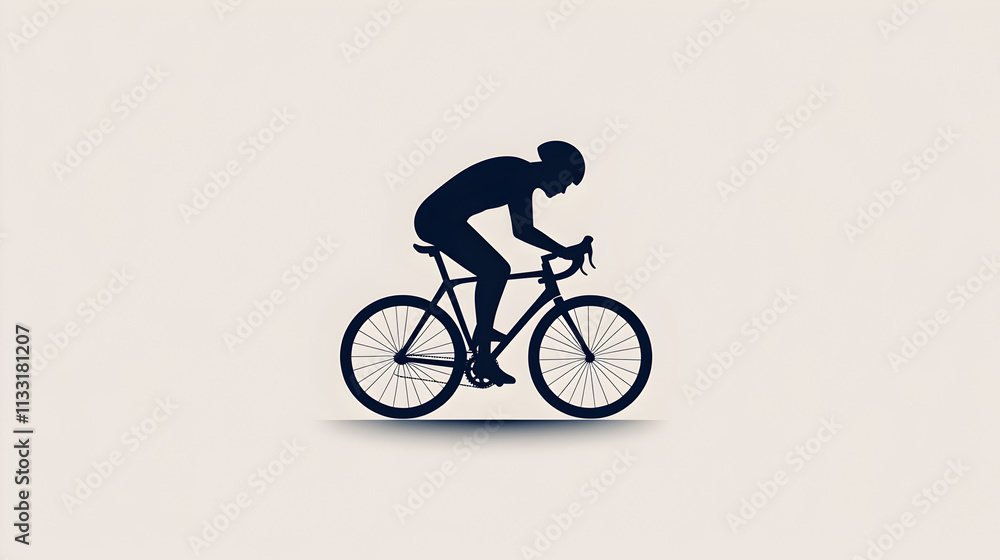 Obraz premium A simple line drawing of a cyclist wearing a helmet, with just the basic shape of the bike and rider. Minimalist cyclist icon.