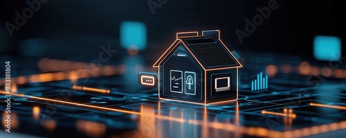 Banking analytic Concept. Smart home device integrating banking analytics into daily routines, futuristic and seamless concept