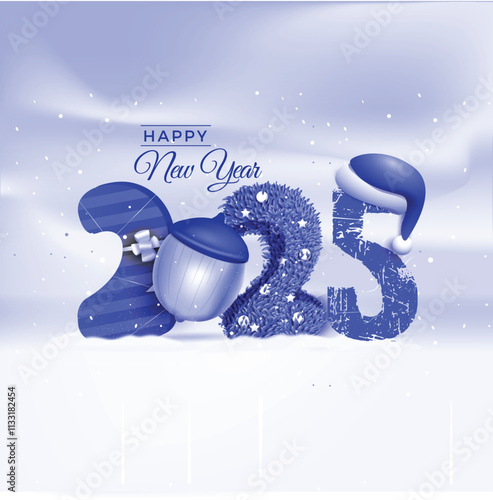 Realistic New year 2024 Background, snow, winter background 3d
