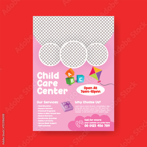Childcare center and babysitter editable print flyer or poster template, Nanny occupation, Childcare assistance, Baby Care flyer, poster, leaflet, brochure cover template design