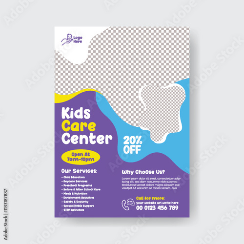 Childcare center and babysitter editable print flyer or poster template, Nanny occupation, Childcare assistance, Baby Care flyer, poster, leaflet, brochure cover template design