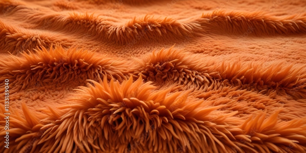 Fototapeta premium Silky orange velvet resembling a shaggy carpet