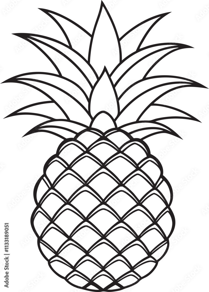 Obraz premium Pineapple line art vector 