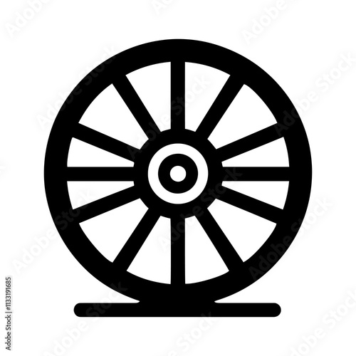 Old wagon wheel icon silhouette vector illustration design on white background.