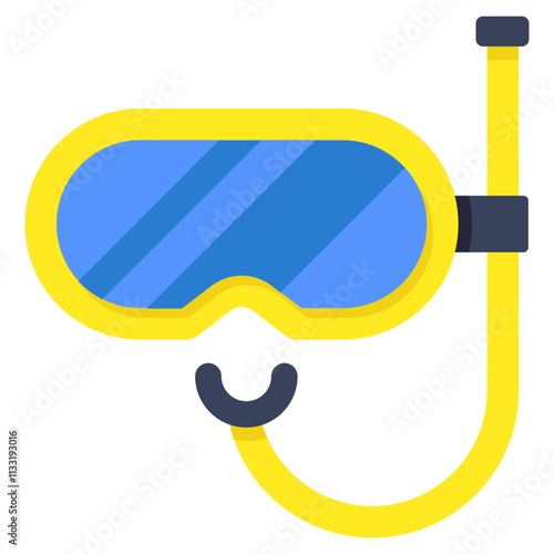 Oxygen pipe with goggles, icon of snorkeling mask