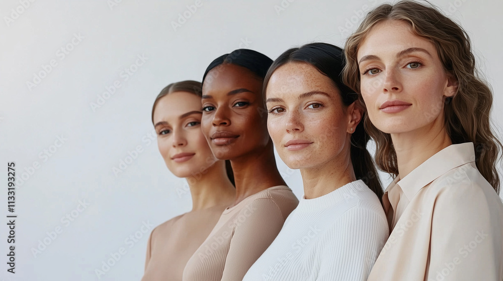 Refined and professional photograph featuring a group of women in a clean and elegant setting Refined and professional photograph featuring a group of women in a clean and elegant setting