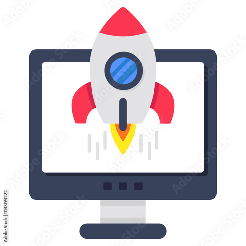 Mode design icon of online rocket