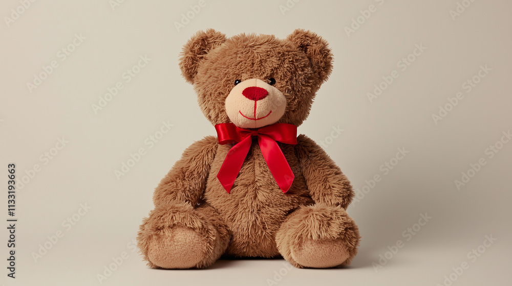 Soft and fluffy teddy bear with brown fur on a pastel background Soft and fluffy teddy bear with brown fur on a pastel background