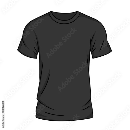 Plain Black T shirt flat vector illustration clipart