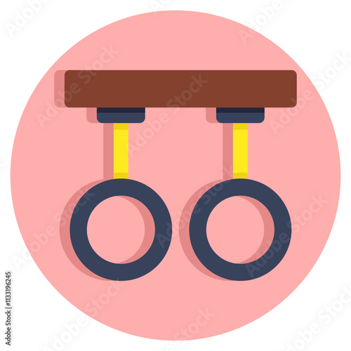 Vector design of gymnastic rings, flat icon