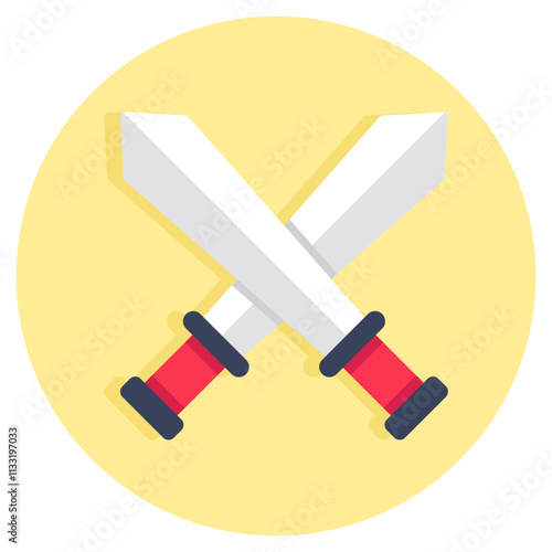 Battle tool concept icon, vector design of crossswords