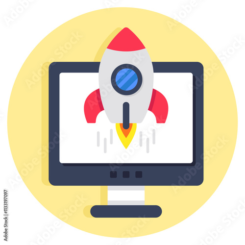 Mode design icon of online rocket