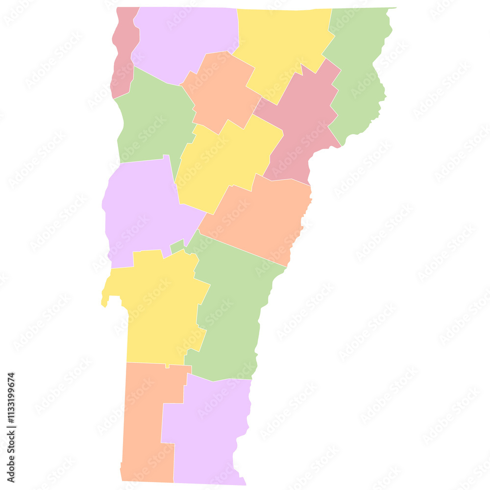 Obraz premium colorful Vermont map with his counties
