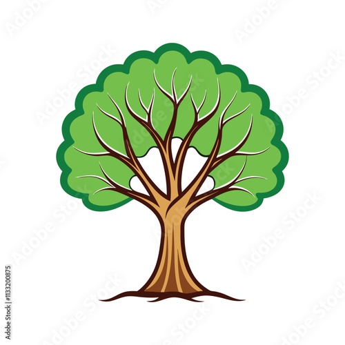 A green tree with a white background with a green tree on it.