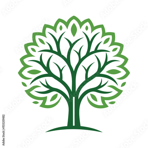 A green tree with a green leaf that says  tree .