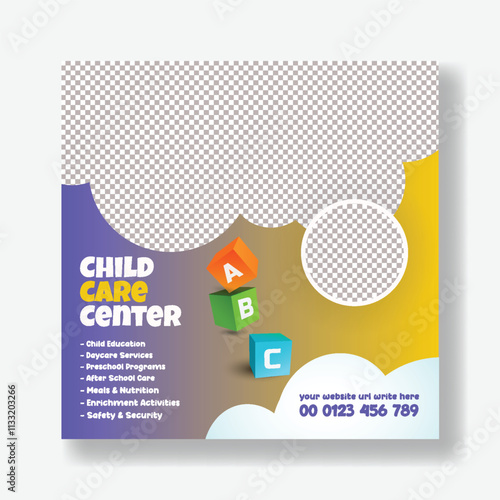 Childcare center and babysitter social media post banner ads, promotional
advertisements template, Nanny occupation, Childcare assistance, Baby Care social media square flyer poster template