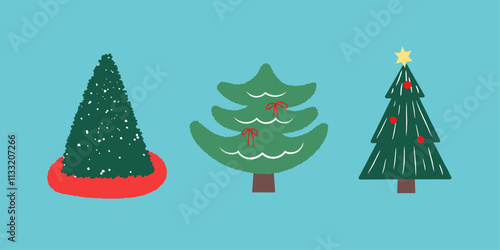 Three types of Christmas Tree Vector Illustration 