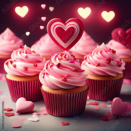 Festive delicious cupcakes for Valentine's Day.
