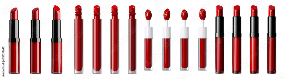 Red Lipstick Collection on Transparent Background Red Lipstick Collection on Transparent Background