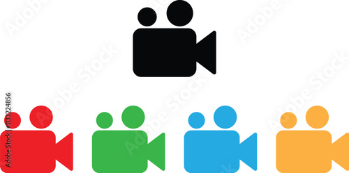 Colorful video camera icon set in five colors . Video icon . Movie  symbol icon vector