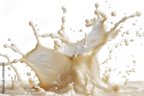 Dynamic Milk Splash Isolated on a White Background