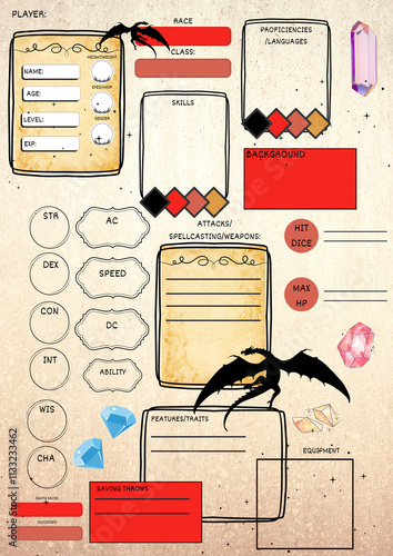 Adventurer Dnd Character Sheet/Character Journal 