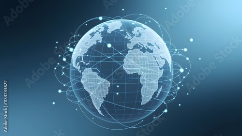 Global network visualization in a control room with monitors displaying data analytics and communications