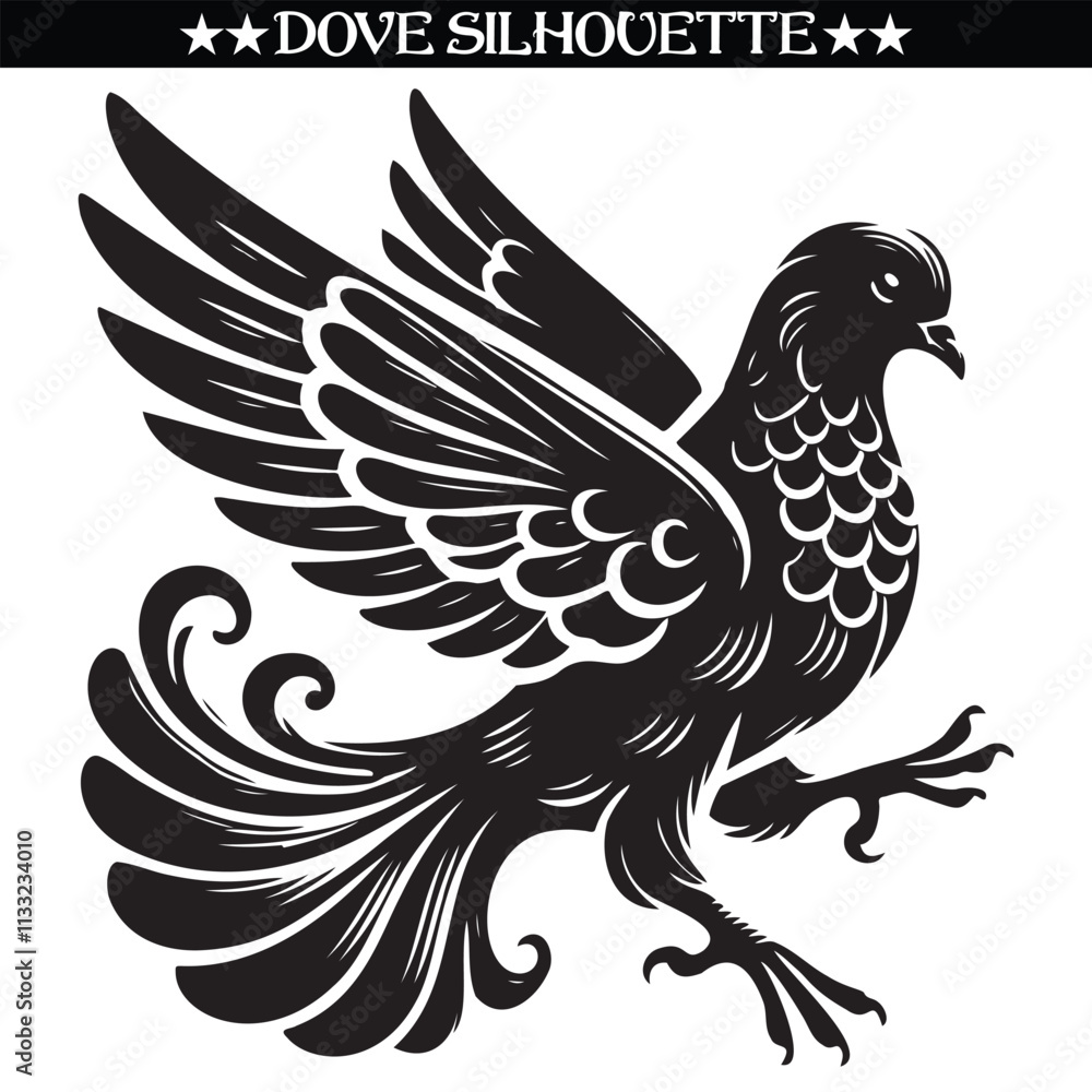 Fototapeta premium Dove silhouette design. Balck and white vector