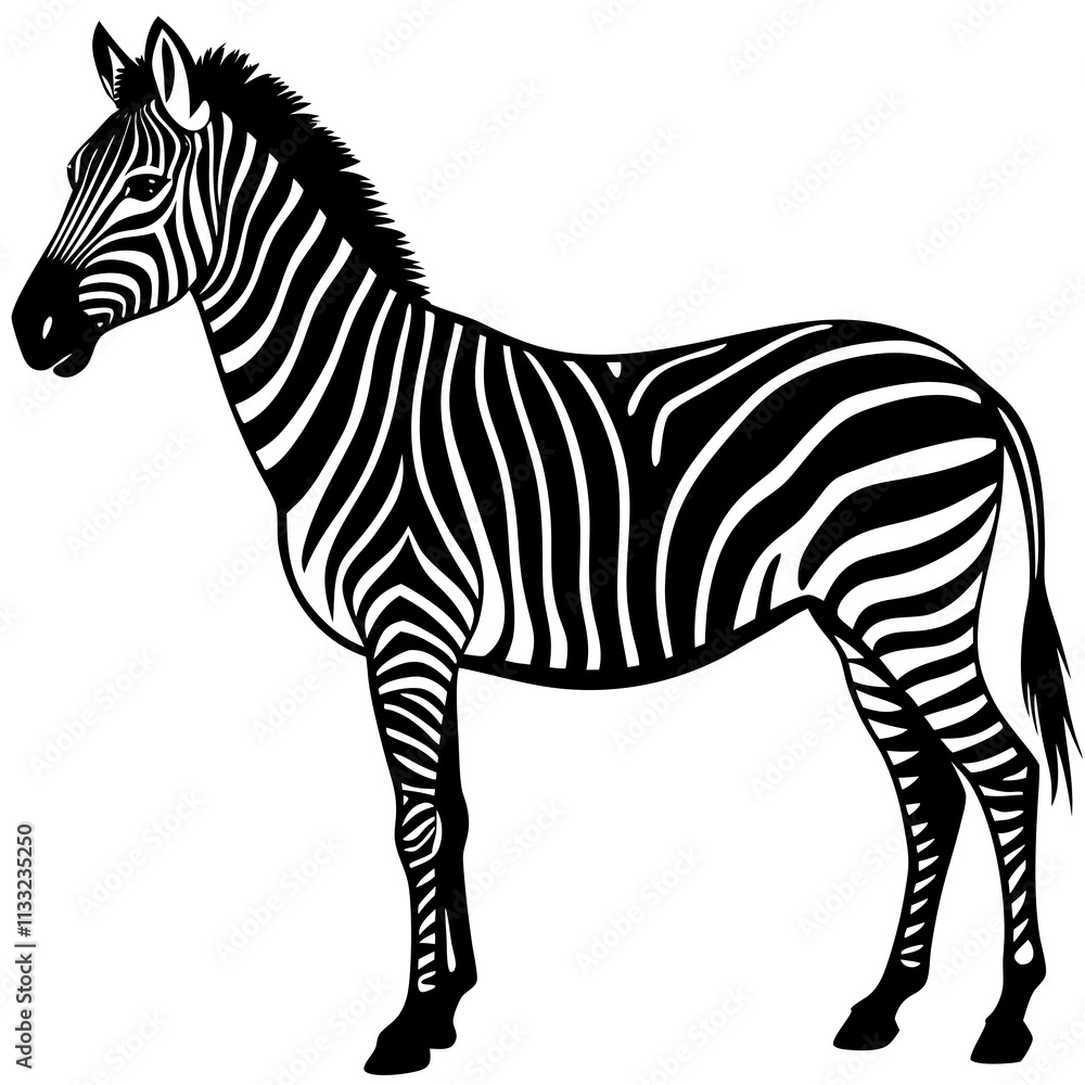 Fototapeta premium zebra silhouette vector illustration on white background