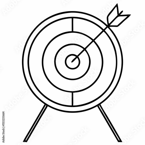 Archery Target Outline Icon Design.