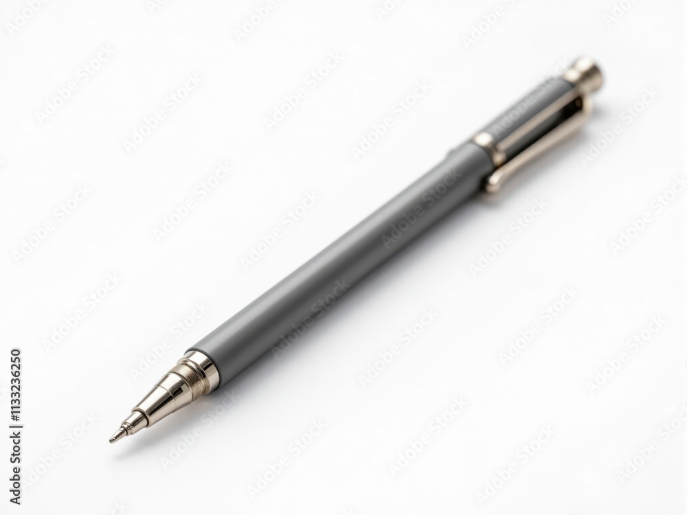 Gray mechanical pencil lying on white background Gray mechanical pencil lying on white background