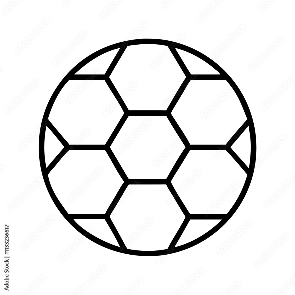 Fototapeta premium soccer ball icon, children’s day line art, children icon - simple black line art icon of soccer ballfor children’s day topic celebrations. children vector art.