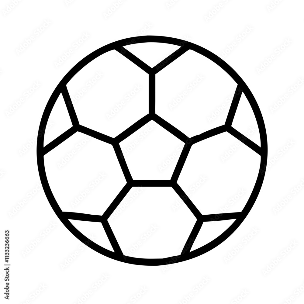 Fototapeta premium soccer ball icon, children’s day line art, children icon - simple black line art icon of soccer ball for children’s day topic celebrations. children vector art.