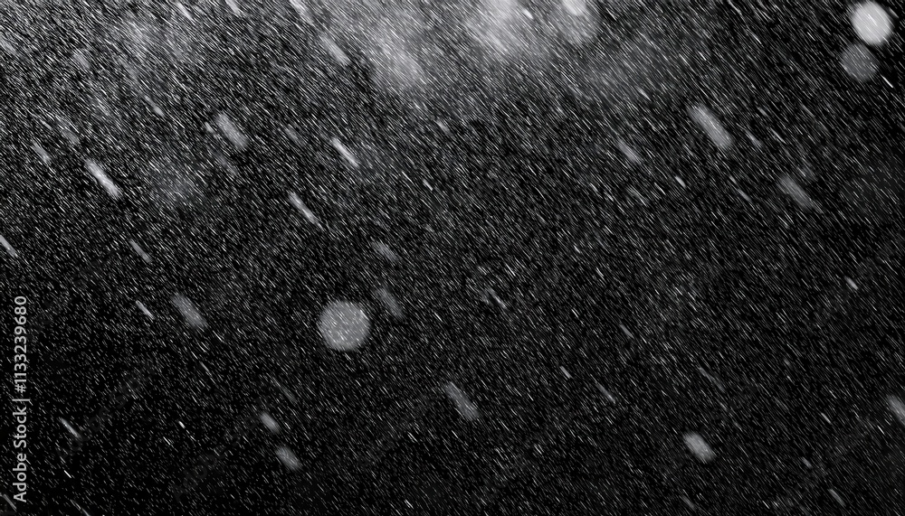Fototapeta premium Intense Snowstorm in Motion. Dynamic View of Falling Snowflakes Against a Dark Night Sky Perfect for Winter Themed Design Projects, Nature Blogs, Weather Forecasts, or Atmospheric Film Backdrops