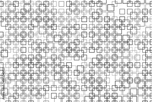 Abstract pattern of intersecting squares with varying thicknesses and alignments