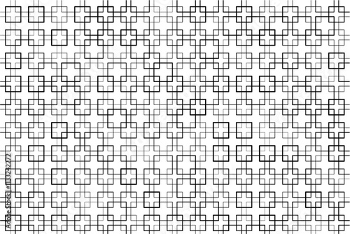 Symmetrical pattern of interwoven squares creating a sense of movement.