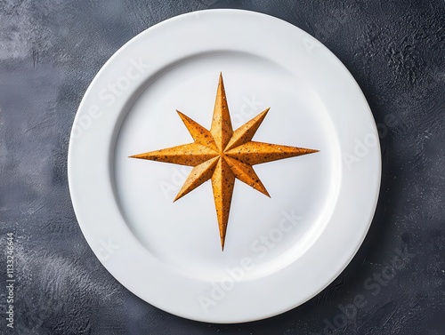 A balanced vegetarian plate styled like a compass, symbolizing ethical and sustainable directions photo