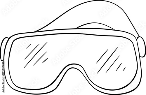 Winter ski sunglasses in graphic line style. vector Protective goggles for winter sports. Skiing. Snowboarding. Protecting gear.