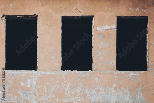 Wallpaper Mural Very old building windows without glasses. old frame on wall. abandoned building with no windows Torontodigital.ca