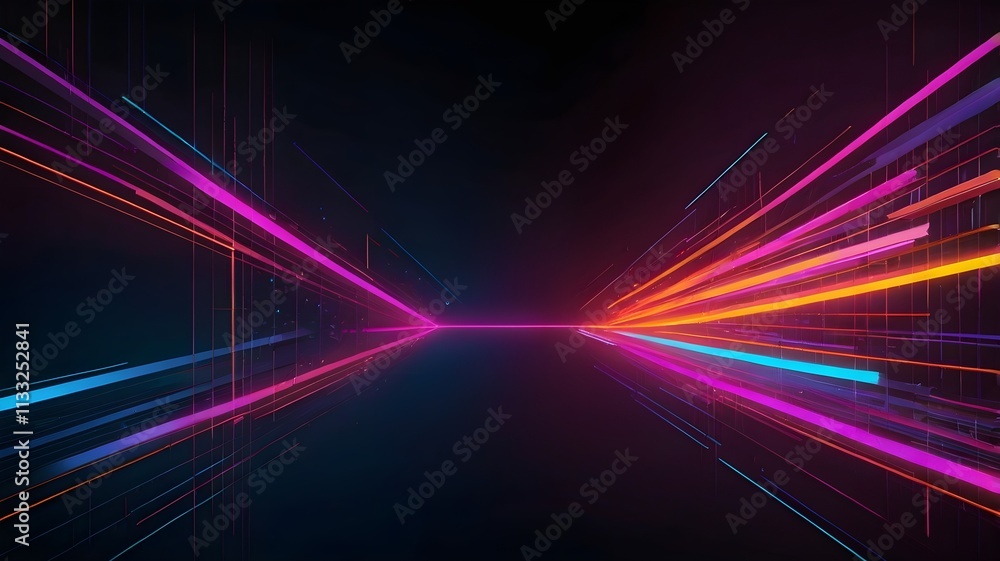 a series of neon lines with a blue background. a series of neon lines with a blue background.
