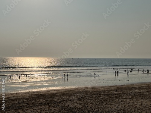 Life on beach of Karachi with sea sand.