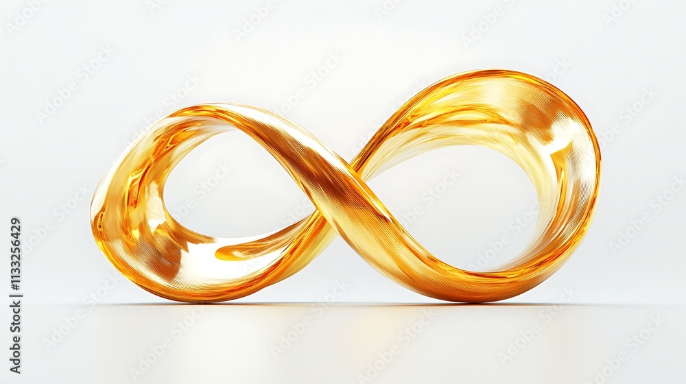 23. A golden ribbon flowing in a figure-eight shape on a white background 23. A golden ribbon flowing in a figure-eight shape on a white background