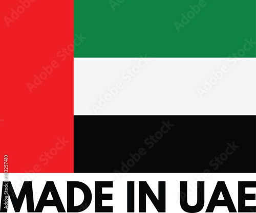 Made in United Arab Emirates with flag . Made in United Arab Emirates product label icon vector